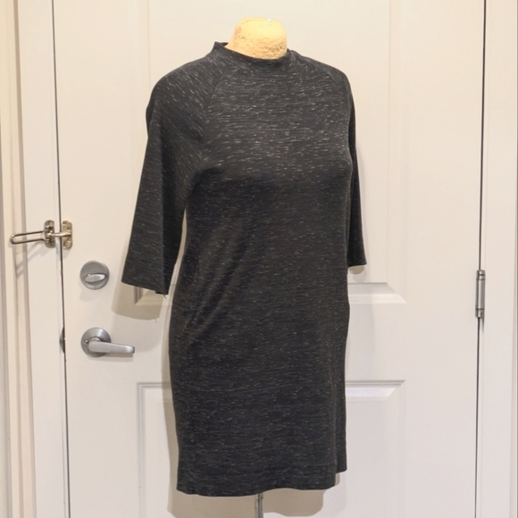EUC Oak + Fort XL Marled Grey Cotton Blend Knee Length Dress - Picture 2 of 7